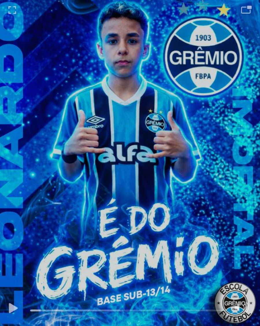 Talento de Jaraguari conquista vaga em escola oficial do Grêmio