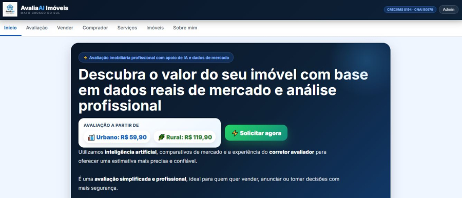 DESCUBRA O VALOR DO SEU IMÓVEL COM APOIO DA INTELIGÊNCIA ARTIFICIAL